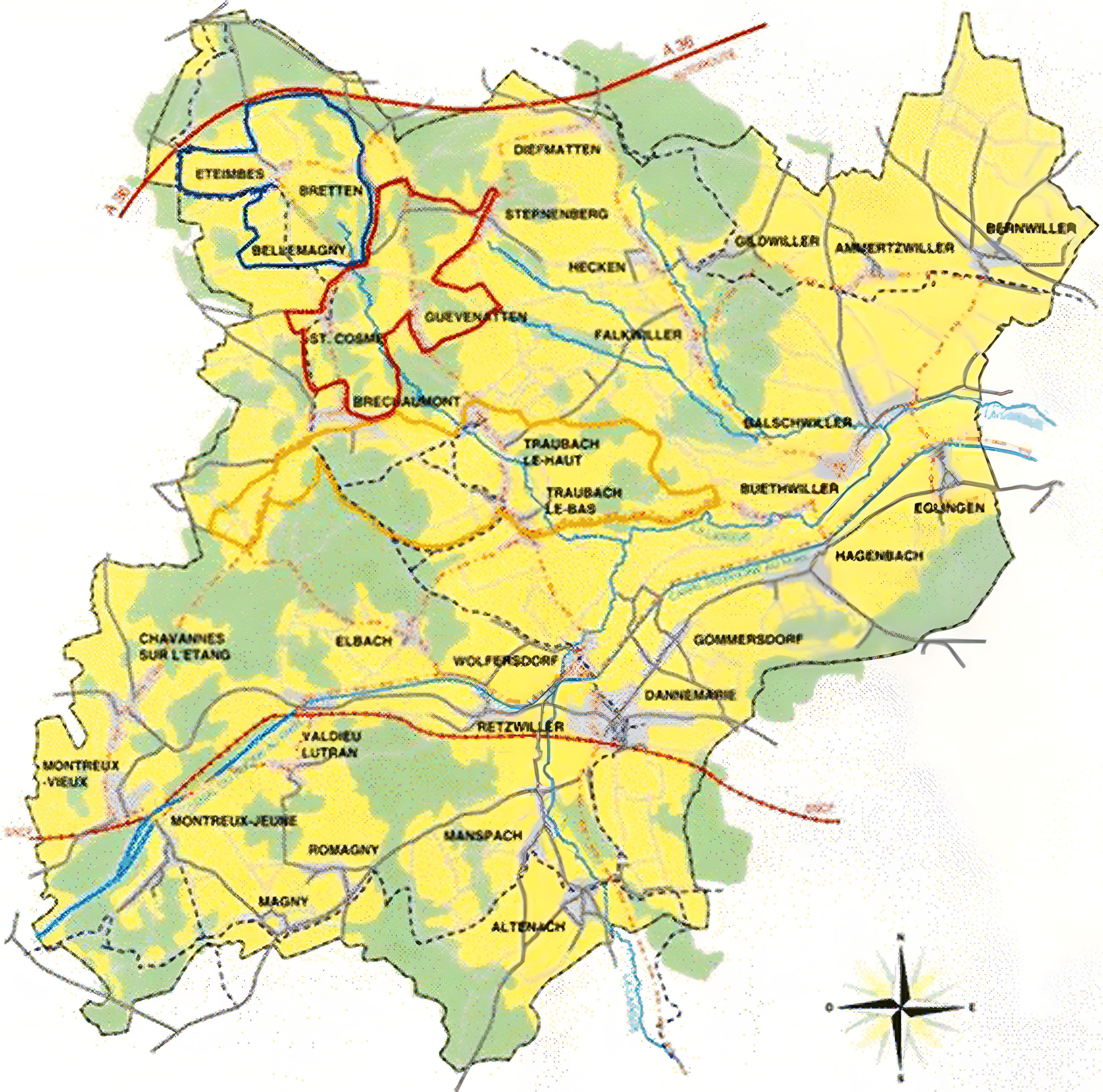 illustration de la carte des circuits VTT autour de Guevenatten